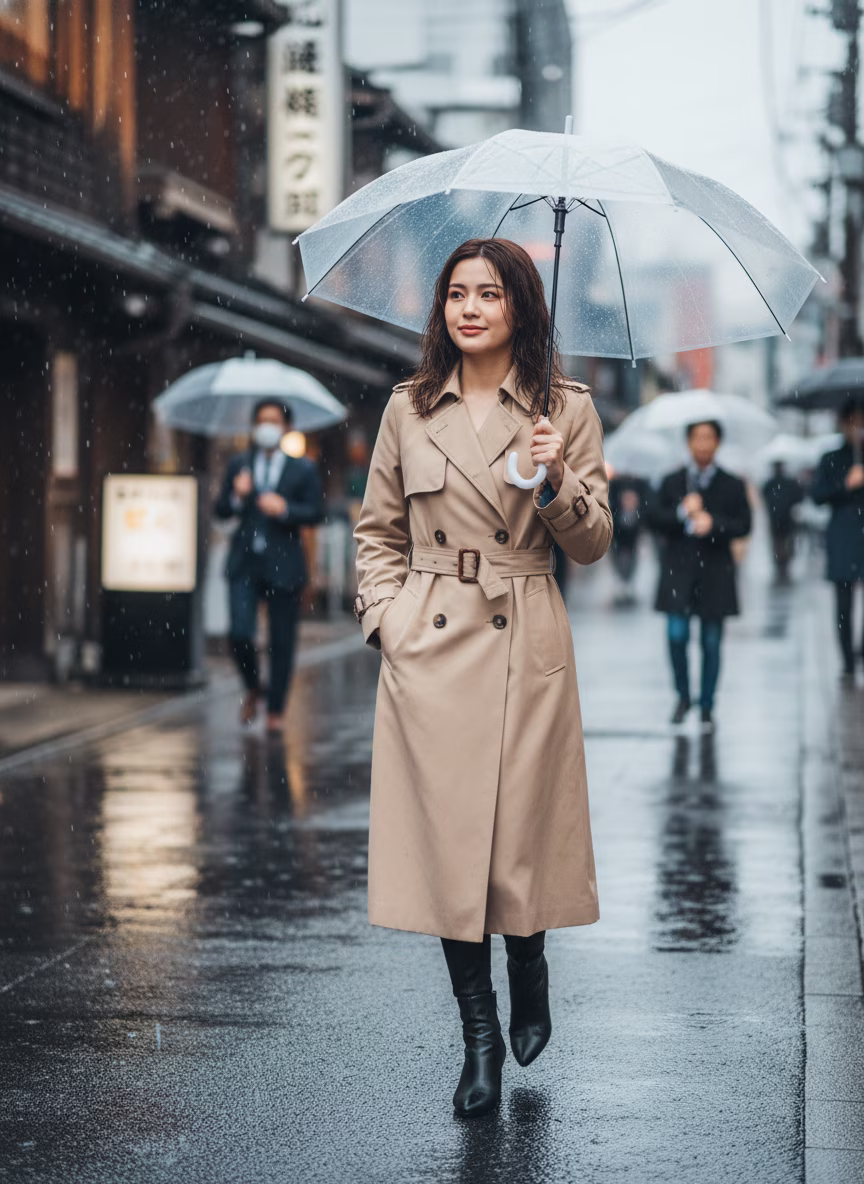 雨天街头透明伞